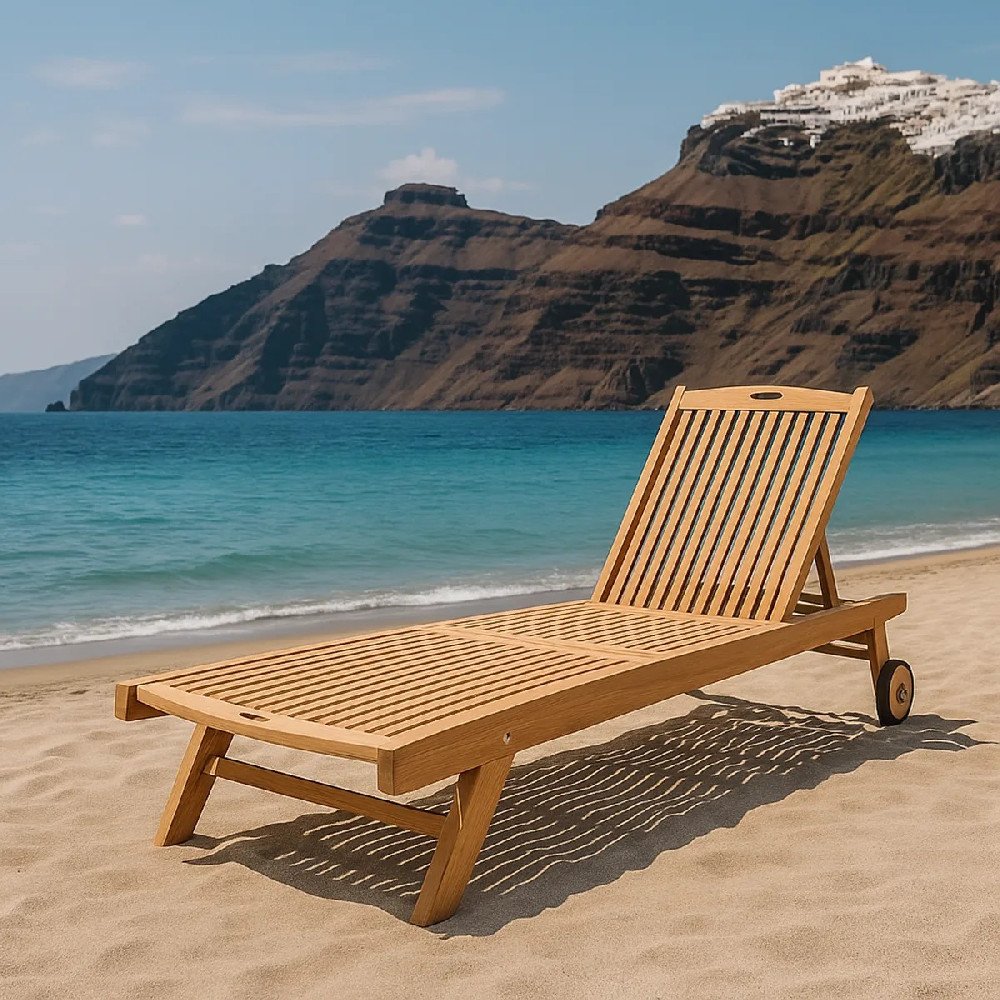 Ξαπλώστρα Teak Παραλίας 197εκ. Ξαπλώστρα Teak Παραλίας 197εκ.